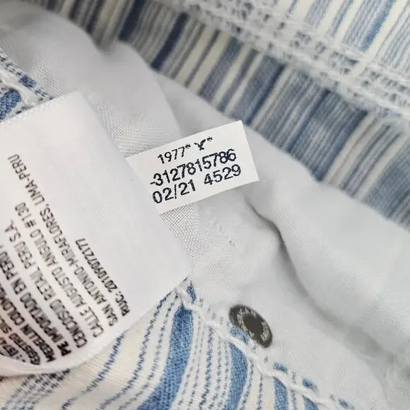 American Eagle AE High Waisted Stretch Mom Jeans Striped Blue White Size 0 Reg - Picture 11 of 16